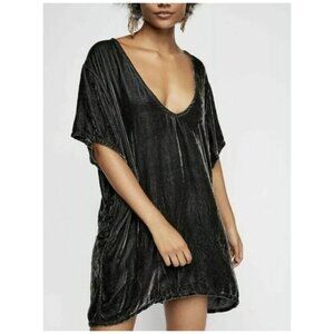 Free People x CP Shades Regina Crushed Velvet Slouchy Tunic Dress Silk Mix Sz S